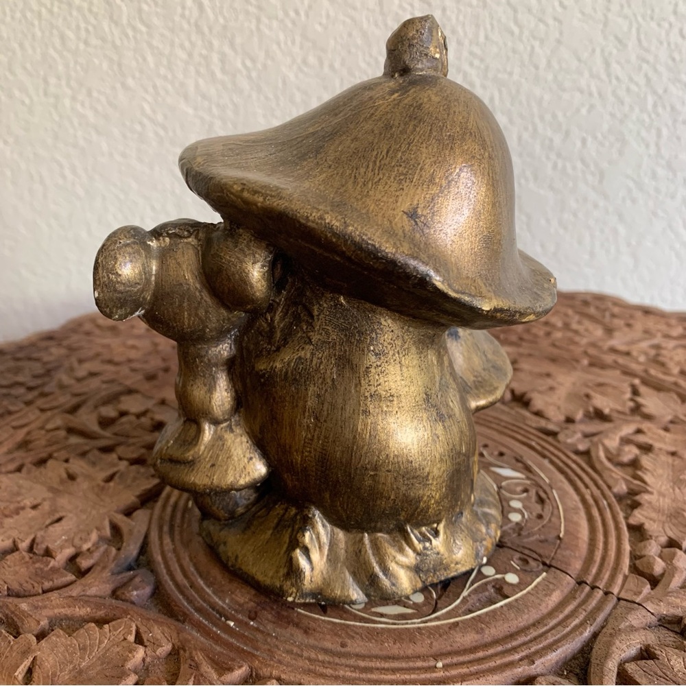 Vintage? Small Hand Painted Mushroom & Mouse Eating Cheese Figurine - Picture 3 of 12